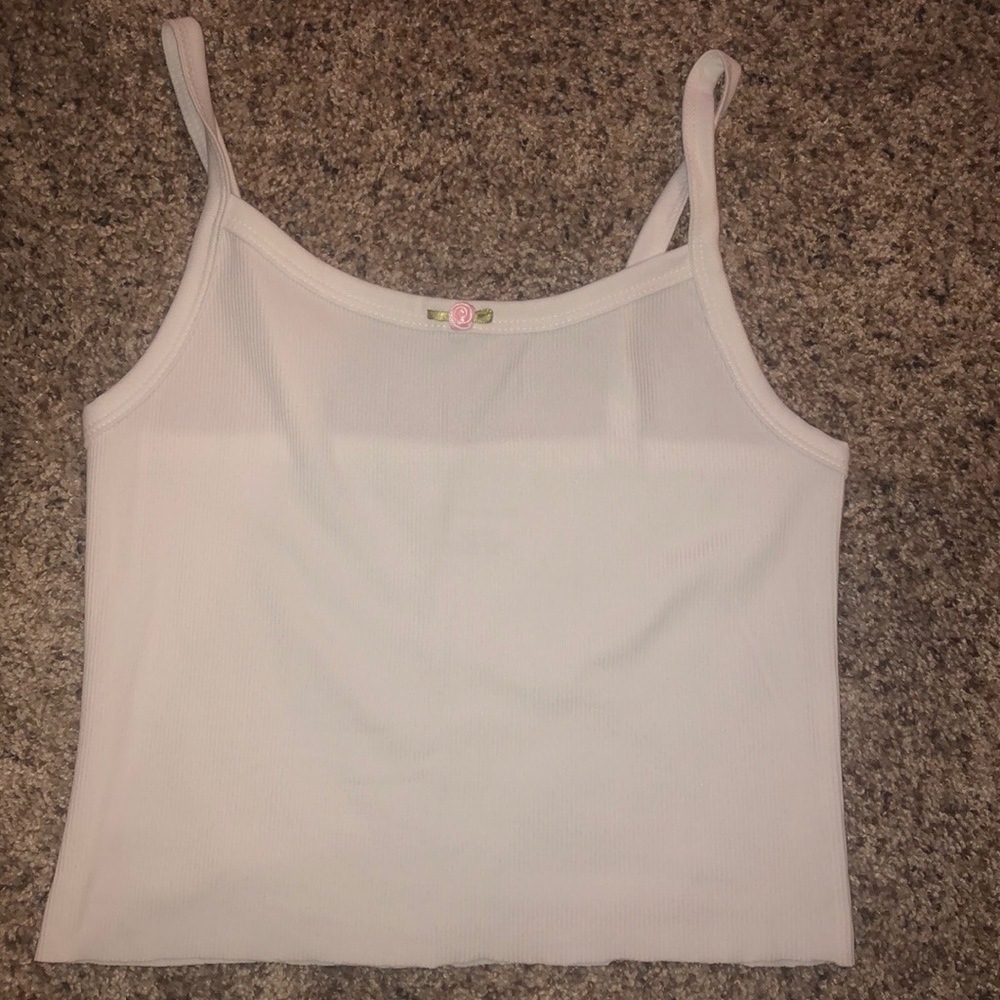 Embroidered Hand Made Light pink Rose Tank top